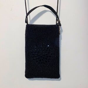Black Beaded Crossbody Bag - Women